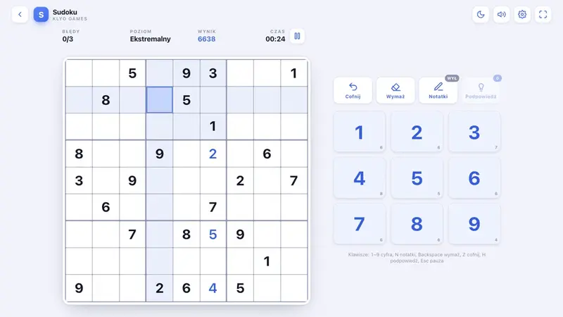 Sudoku — gra w przeglądarce od twórcy Klyo