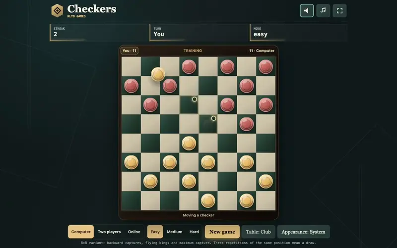 Checkers: browser game by Rasalhague